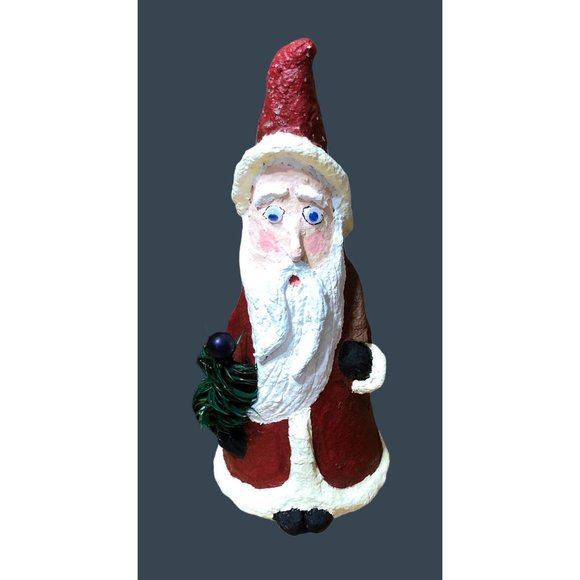Paper Mache Santa Father Christmas Decoration Holiday Figurine 2007 R Gillum 10" - Picture 3 of 16